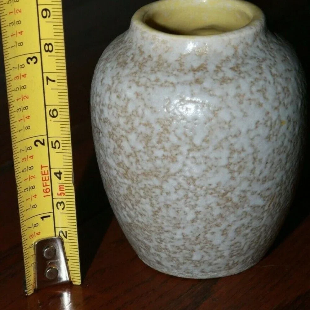 Scheurich antique S&G Foreign vase pottery gray textured tan, pale yellow inside